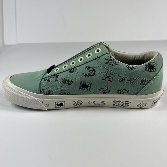 VANS Shoe Men Old Skool Brain Dead Green White Skateboard Sneaker VN0A38G6N9 - Picture 3 of 9